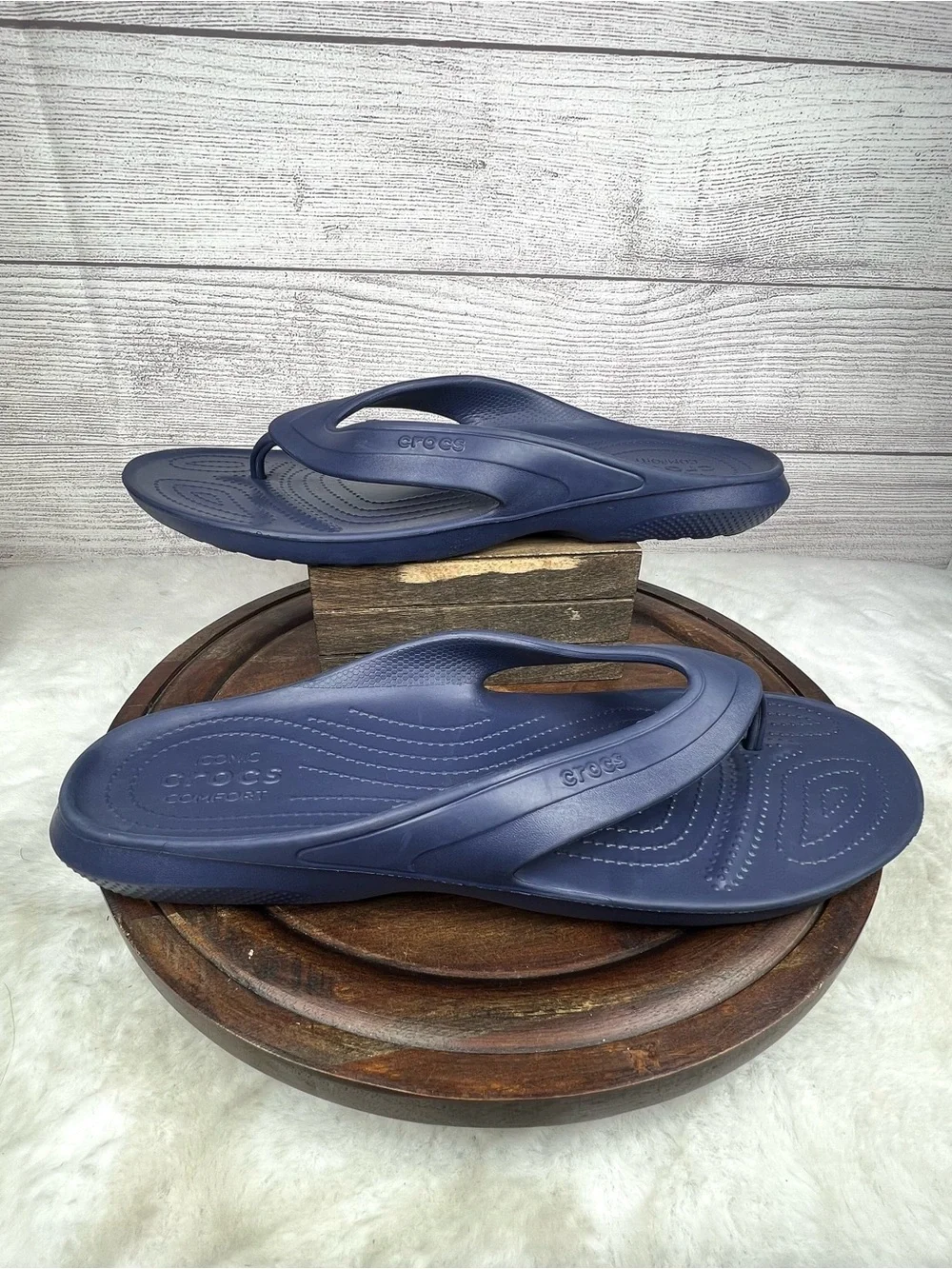 Crocs Kadee II Blue Flip Flops Thong Sandals Size Men's 13 Shoes Beach Vacation